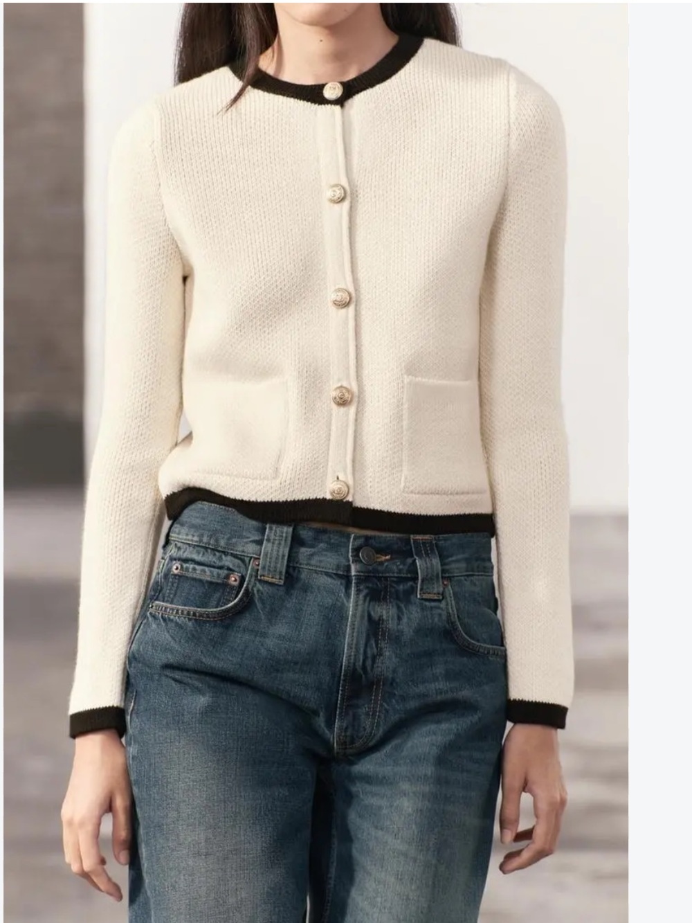 Zara Gold Button Knit Cardigan